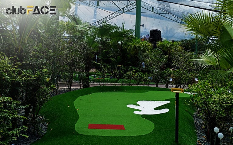Lush, indoor mini golf course perfect for a fun date night.