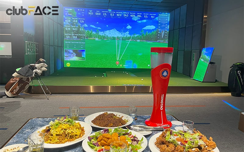 food and drinks in a golf simulator private room