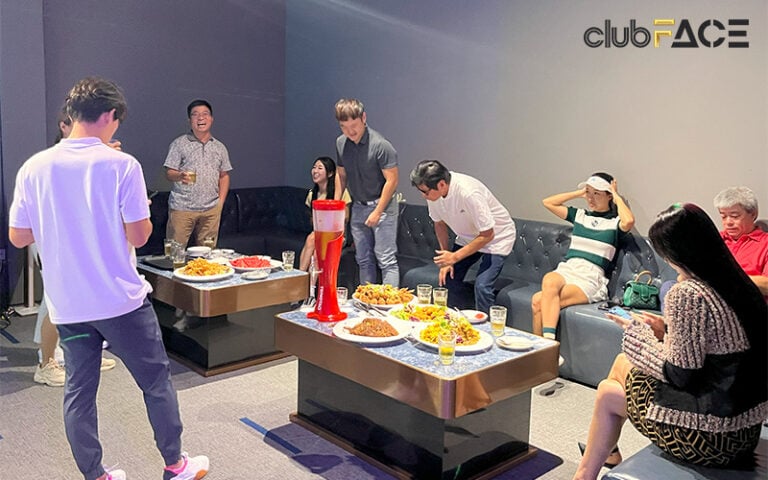 people having a party in a function room